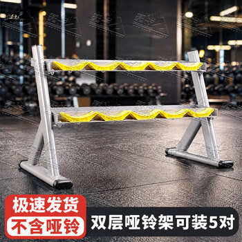 攀战固定哑铃健身房专用健身器材 双层哑铃架可装5对【不含哑铃】