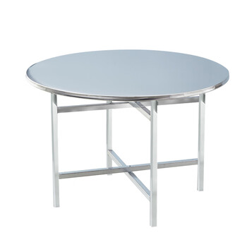 不锈钢圆桌 食堂餐桌椅 折叠大圆桌户外商用不锈钢市井地摊烤肉火锅桌