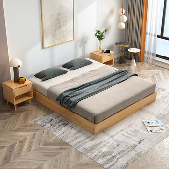 实木榻榻米床架地台床简约现代双人床民宿落地无床头排骨架床架子