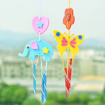 雅迪儿童diy贴画卡通动物风铃创意幼儿园手工材料包配件女生房间挂饰