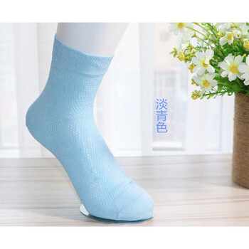 亚麻袜子款男袜女士袜网眼镂空薄款亚麻袜商务防臭镂空 女款淡青色6双