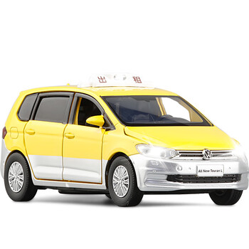 32合金出租车 的士回力玩具汽车公交 浅黄色_大众途安出租 轿车