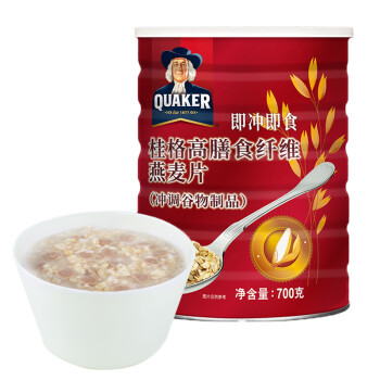 中国台湾 桂格（QUAKER）燕麦片 早餐谷物 高膳食纤维燕麦片700g（新老包装随机发货）