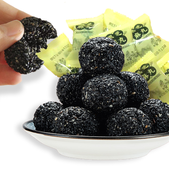 黑芝麻丸糖果 蜂蜜麦芽糖黑芝麻丸 黑芝麻糊 即食休闲零食小丸子 黑