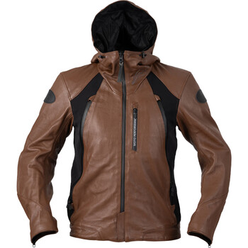 kushitanihamamatsu富士山骑行服摩托车皮衣男休闲帽衫牛皮款夹克防风