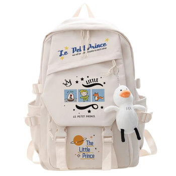 小王子周边联名双肩书包小学生背包大容量初高中书包挂件ins白色h鸭子