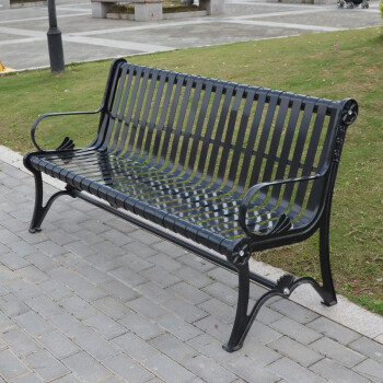 凉亭广场休闲靠背双人座椅花园景区焊接铸铁铸铝长条凳子 铁脚梅花脚