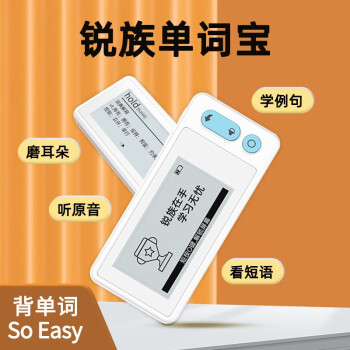 锐族智能单词学习卡V01电子单词卡可发声背单词神器小学初中高中教材电子手卡卡片英语学习便携单词机 白色 4GB