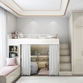 皮阿诺全屋定制少年房榻榻米衣帽间整体衣柜双层床预付金白色预付金