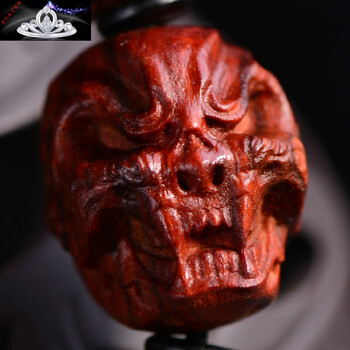 0恶灵骷髅头手链老料精雕男血檀金 单颗尺寸20*23(毫米)