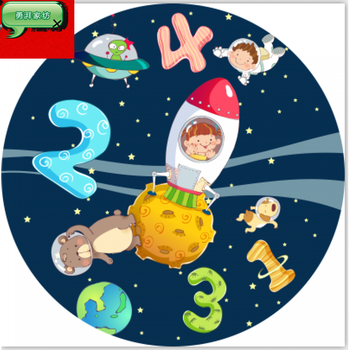 卡通小恐龙圆形地毯儿童房电脑椅书桌床边吊篮小帐篷数字飞船直径120