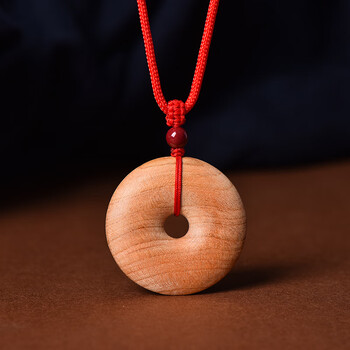 chuhan桃木平安扣吊坠护身挂件项链男女款儿童宝宝婴儿首饰天然原木