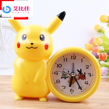 可爱时钟卡通学生用钟表男孩女孩简约卧室床头桌面小闹钟 皮卡丘闹钟