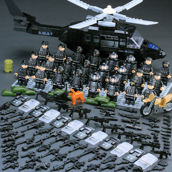 乐高教育中国积木军人特种兵人仔军事打仗基地维和部队特警拼装玩