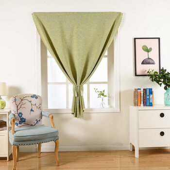 北欧简易魔术贴窗帘免打孔窗帘简易窗帘布遮光成品亚麻卧室 香草绿 宽