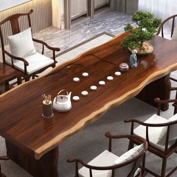 喜岗新中式实木大板茶桌现代简茶桌办公室功夫茶几一体茶桌椅组合 单