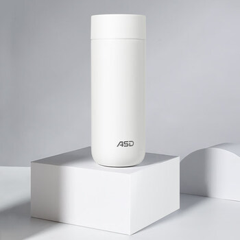 爱仕达316l不锈钢保温杯日式简约茶水杯400ml纯色防漏便携杯子 白色