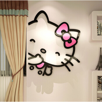 立体墙贴画卧室床头墙贴纸女孩儿童房卡通墙面装饰m 凯蒂猫9007款粉右