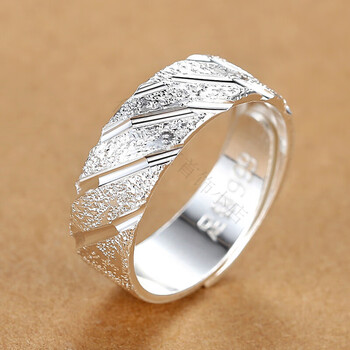 uwws999足银男士戒指足银食指单身霸气开口款潮男生礼物装饰 5克版