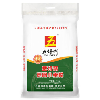 五得利 面粉 五星金特精小麦粉5kg 高筋面粉 馒头 饺子 面条 花卷拉面