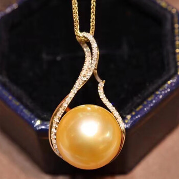 南洋半岛南洋金珍珠吊坠海水项链18k金镶钻轻奢锁骨链送女友礼物122mm