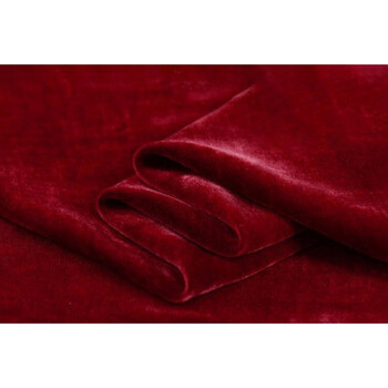 真丝绒布料面料绒布料金丝绒连衣裙旗袍礼服套装面料柔软 酒红色 0.