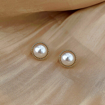 宝莎缇巴洛克珍珠复古耳环女网红14k包金感法式小耳钉简约耳饰图片色