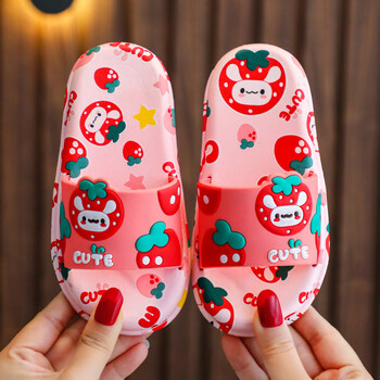 浴室内家居鞋宝宝男小孩软底水果拖鞋粉色草莓2425码内长15cm12周岁