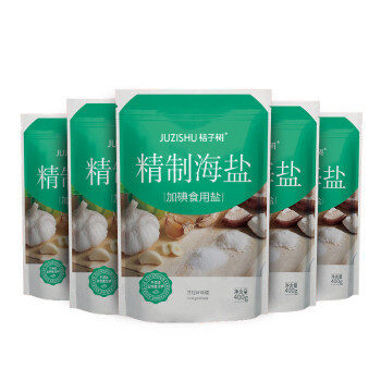 桔子樹 精製海鹽加碘鹽海鹽食用鹽400g*5,降價幅度27.3%