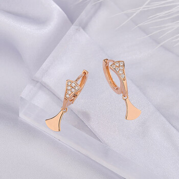 朵嘉丽999镶钻小裙子耳环女时尚气质几何扇形耳钉网红轻奢圣诞耳饰电
