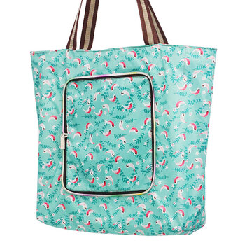 恒愎大容量折叠购物袋市买菜布袋子妈妈旅行手提防水帆布包女喜鹊横向