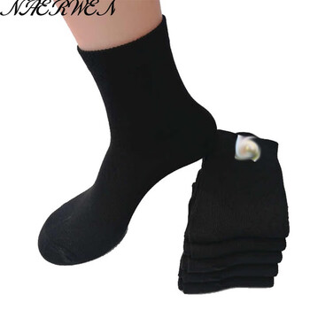 袜子男长袜耐磨结实军绿色袜子加厚款春秋冬中筒男士地黑色均码5双