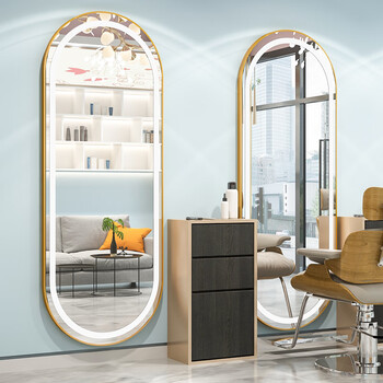 潇赫理发店镜子带灯发廊专用美发店镜台单面镜壁挂网红潮店触摸烫染镜