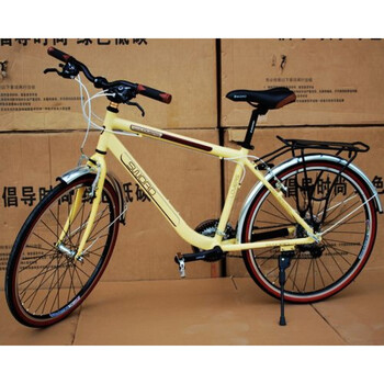 复古自行车21速26寸高把通勤旅行休闲变速自行车 复古黄小燕把 26英寸