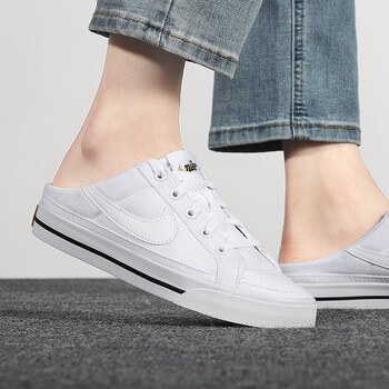 运动鞋轻盈一脚穿学生白色透气半拖板鞋休闲鞋 db3970-100/无后跟