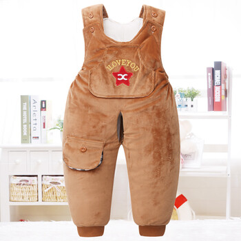 标点熊婴儿棉裤男女宝宝背带棉裤加绒加厚婴幼儿童连体裤新生儿背带裤