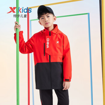 特步(xtep)童装外套中大童男童经典运动系列国潮图案简约儿童上衣