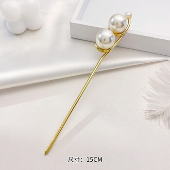 珍珠筷子盘发发簪高级感发钗高级感日常现代简约发插优雅气质发饰双耳