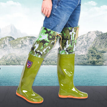 插秧鞋新款男女过膝雨鞋超高筒下水裤水田软底插秧靴 106土豪金 41