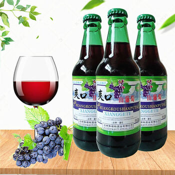 爽口山葡萄水果配制酒330*瓶装玻璃瓶 山葡萄酒 6瓶【 起子】