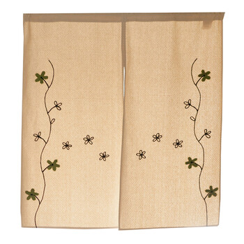 田园绣花布艺门帘半帘 清新棉麻隔断帘日式帘 鲁绣布帘子厕所门帘