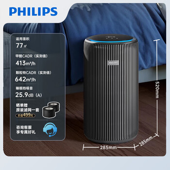 飞利浦（PHILIPS）【0.003微米精滤】空气净化器除甲醛二手烟味新房孕妇婴儿专用除螨尘病毒花粉过敏原AC4228黑 - 4