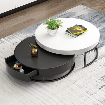 叶芝北欧茶几现代简约客厅边几角几小户型创意圆形茶几电视柜组合家具