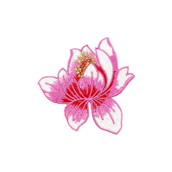 小号刺绣花朵布贴服装饰补丁贴衣服裤子破洞补贴diy荷花图案布贴 玫红