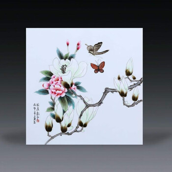 景德镇 陶瓷装饰画挂画 景德镇名家手绘粉彩瓷板画 中式玄关装饰画 b