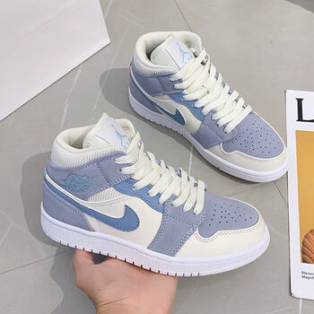 乔一中帮灰蓝紫 巴黎 香芋紫男女鞋板鞋情侣运动鞋 aj中帮香芋紫 36.