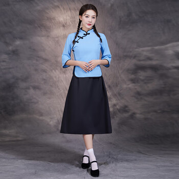 璇醇民国旗袍女学生少女夏季五四青年复古风装服中山装合唱演出班服