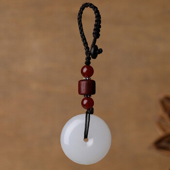 玉项链石英岩怀古平安扣玉坠玉挂件男女款情侣玉石玉佩平安扣钥匙扣