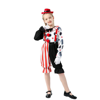 米诗德小丑服装全套万圣节儿童男女童马戏团小丑服吊带裤百变小丑cos