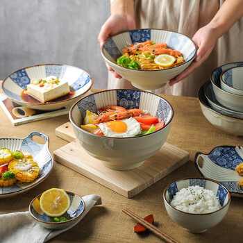 川岛屋日式碗碟餐具套装家用陶瓷餐具饭碗汤碗菜盘鱼盘子碗盘组合85
